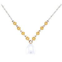 Pearl and Citrine by the Yard Pendant Necklace 5.0ctw in 9ct White Gold