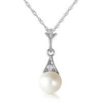 pearl and diamond pendant necklace 20ct in 9ct white gold