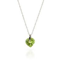 Peridot Heart Pendant Necklace 1.15ct in 9ct White Gold