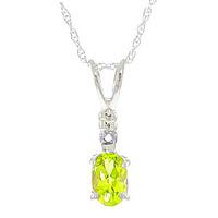 Peridot and Diamond Pendant Necklace 0.45ct in 9ct White Gold