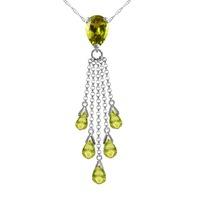 Peridot Comet Tail Pendant Necklace 7.5ctw in 9ct White Gold