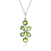 Peridot Blossom Pendant Necklace 3.15ctw in 9ct White Gold