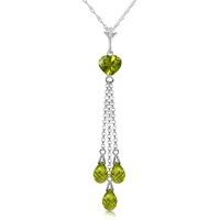 Peridot Comet Tail Heart Pendant Necklace 4.75ctw in 9ct White Gold