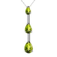 Peridot Trinity Pendant Necklace 1.71ctw in 9ct White Gold