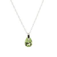 Pear Cut Peridot Pendant Necklace 0.68ct in 9ct White Gold