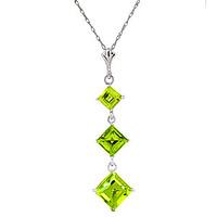 Peridot Three Stone Pendant Necklace 2.4ctw in 9ct White Gold