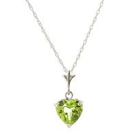 Peridot Heart Pendant Necklace 1.15ct in 9ct White Gold