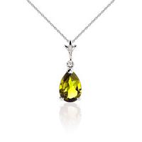 Peridot Belle Pendant Necklace 1.5ct in 9ct White Gold