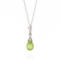 Peridot Droplet Briolette Pendant Necklace 2.5ct in 9ct White Gold