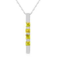 Peridot Bar Pendant Necklace 0.35ctw in 9ct White Gold