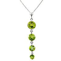 Peridot Quadruplo Pendant Necklace 3.9ctw in 9ct White Gold