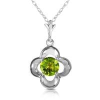 Peridot Corona Pendant Necklace 0.55ct in 9ct White Gold