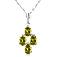 pear cut peridot pendant necklace 225ctw in 9ct white gold