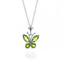 Peridot Butterfly Pendant Necklace 0.6ctw in 9ct White Gold