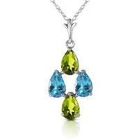 peridot and blue topaz pendant necklace 15ctw in 9ct white gold