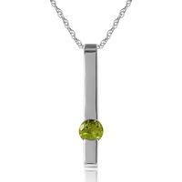 Peridot Bar Drop Pendant Necklace 0.25ct in 9ct White Gold