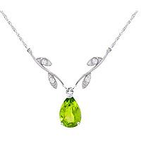 Peridot and Diamond Vine Branch Pendant Necklace 1.5ct in 9ct White Gold