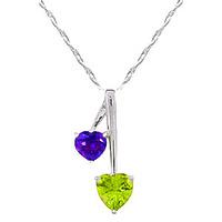 peridot and amethyst twin pendant necklace 14ctw in 9ct white gold