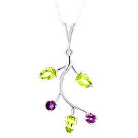 peridot and amethyst vine pendant necklace 095ctw in 9ct white gold