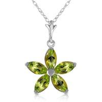 Peridot Flower Star Pendant Necklace 1.4ctw in 9ct White Gold