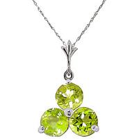 Peridot Trinity Pendant Necklace 0.75ctw in 9ct White Gold