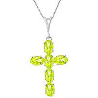 Peridot Rio Cross Pendant Necklace 1.5ctw in 9ct White Gold