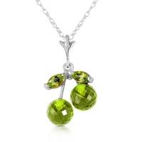 Peridot Cherry Drop Pendant Necklace 1.45ctw in 9ct White Gold