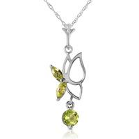 Peridot Butterfly Pendant Necklace 0.18ctw in 9ct White Gold