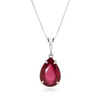 Pear Cut Ruby Pendant Necklace 5.0ct in 9ct White Gold