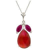 Pear Cut Ruby Pendant Necklace 5.0ctw in 9ct White Gold