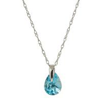 pear cut blue topaz pendant necklace 068ct in 9ct white gold