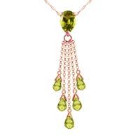 Peridot Comet Tail Pendant Necklace 7.5ctw in 9ct Rose Gold