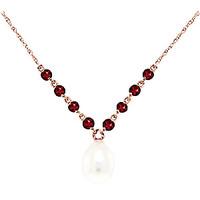 Pearl and Garnet by the Yard Pendant Necklace 5.0ctw in 9ct Rose Gold