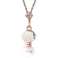 pearl and opal pendant necklace 259ctw in 9ct rose gold