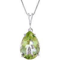 Pear Cut Green Amethyst Pendant Necklace 5.0ct in 9ct White Gold