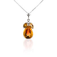 Pear Cut Citrine Pendant Necklace 6.5ctw in 9ct White Gold