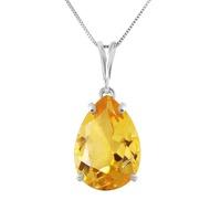 Pear Cut Citrine Pendant Necklace 5.0ct in 9ct White Gold