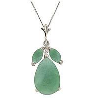 Pear Cut Emerald Pendant Necklace 3.5ct in 9ct White Gold