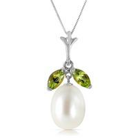 pearl and peridot pendant necklace 45ctw in 9ct white gold