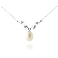 Pearl and Diamond Vine Branch Pendant Necklace 4.0ct in 9ct White Gold