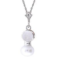 pearl and opal pendant necklace 259ctw in 9ct white gold