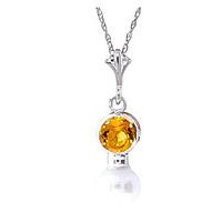 pearl and citrine pendant necklace 123ctw in 9ct white gold