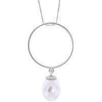 Pear Cut Pearl Pendant Necklace 4.0ct in 9ct White Gold