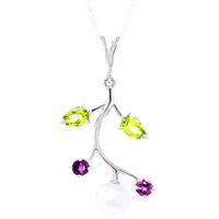 pearl amethyst and peridot vine pendant necklace 27ctw in 9ct white go ...