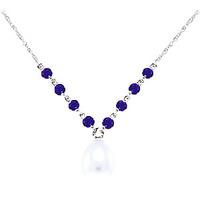 Pearl and Amethyst by the Yard Pendant Necklace 5.0ctw in 9ct White Gold