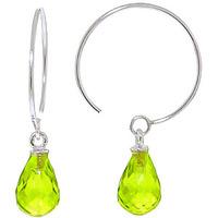 Peridot Eclipse Briolette Circle Wire Earrings 1.35ctw in 9ct White Gold