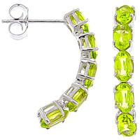 Peridot Linear Stud Earrings 2.5ctw in 9ct White Gold