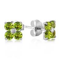 Peridot Clover Stud Earrings 1.15ctw in 9ct White Gold