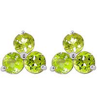 Peridot Trinity Stud Earrings 1.5ctw in 9ct White Gold