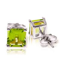 Peridot Stud Earrings 1.75ctw in 9ct White Gold